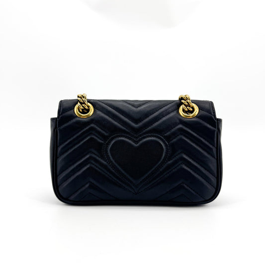 Gucci GG Marmont Super Mini Matelassé Crossbody Bag Black
