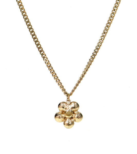 Chanel Cubic Flower CC Gold Necklace