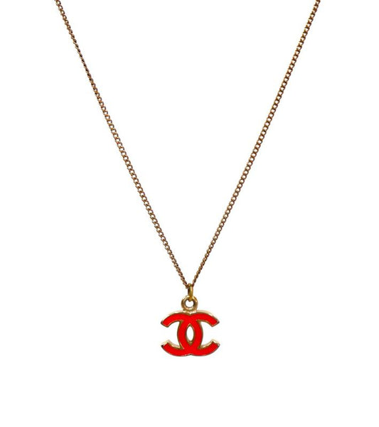 Chanel Pink CC Gold Necklace