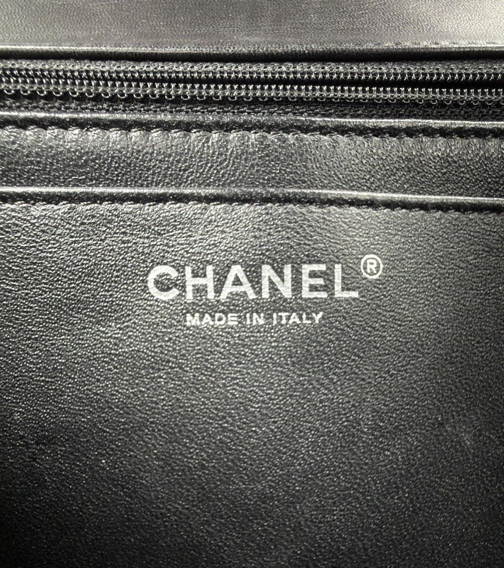 Chanel Black Faden Quilted CC Flap Chain Shoulder Bag
