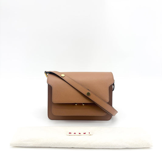 Marni Saffiano Trunk Bag Medium Brown