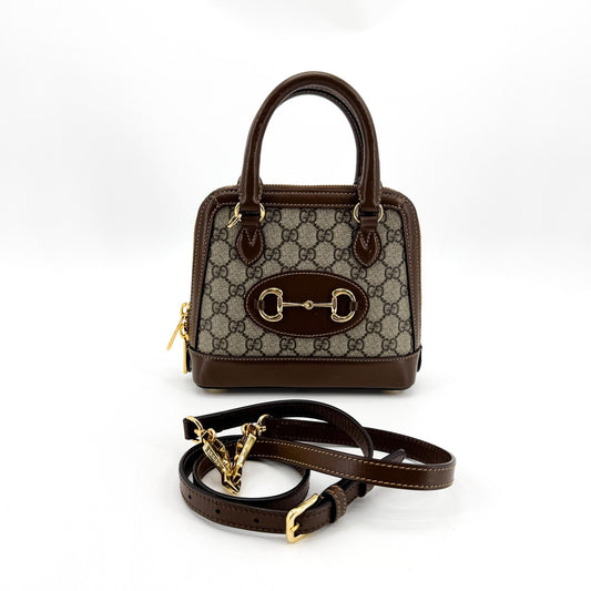 Gucci Horsebit 1955 Mini Top Handle Bag GG Supreme Brown