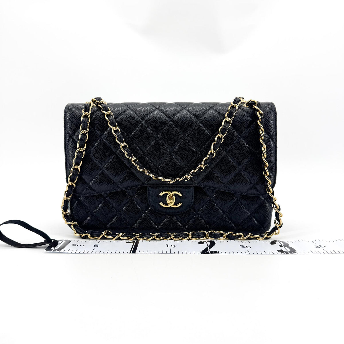 Chanel Classic Flap Bag Medium Caviar Gold Hardware Black