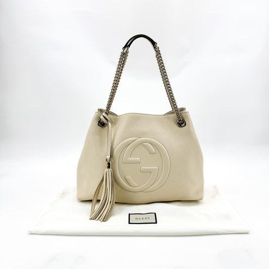 Gucci Soho Interlocking G Chain Crossbody Bag Beige