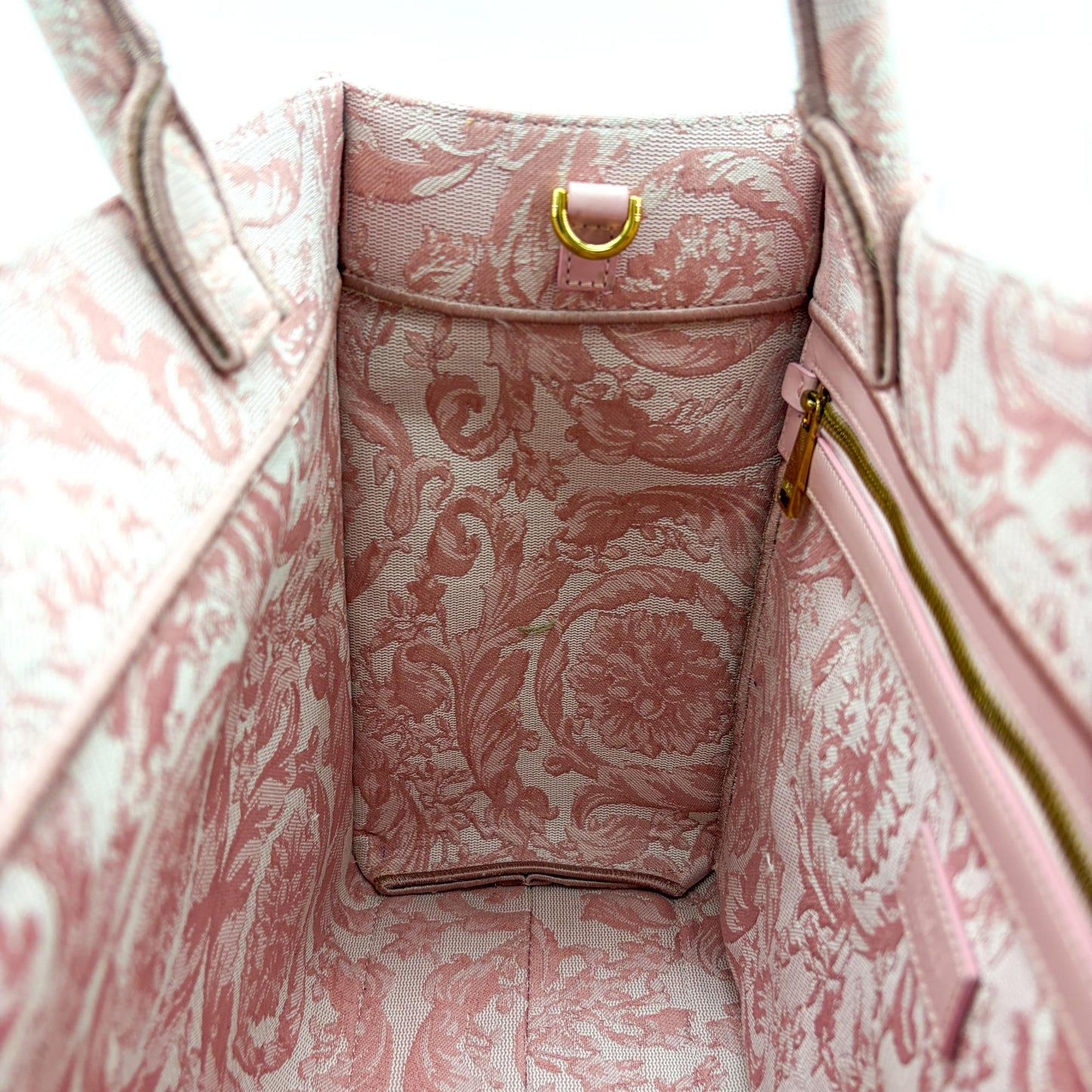 Versace Large Logo Jacquard Baroque Tote Bag Pink