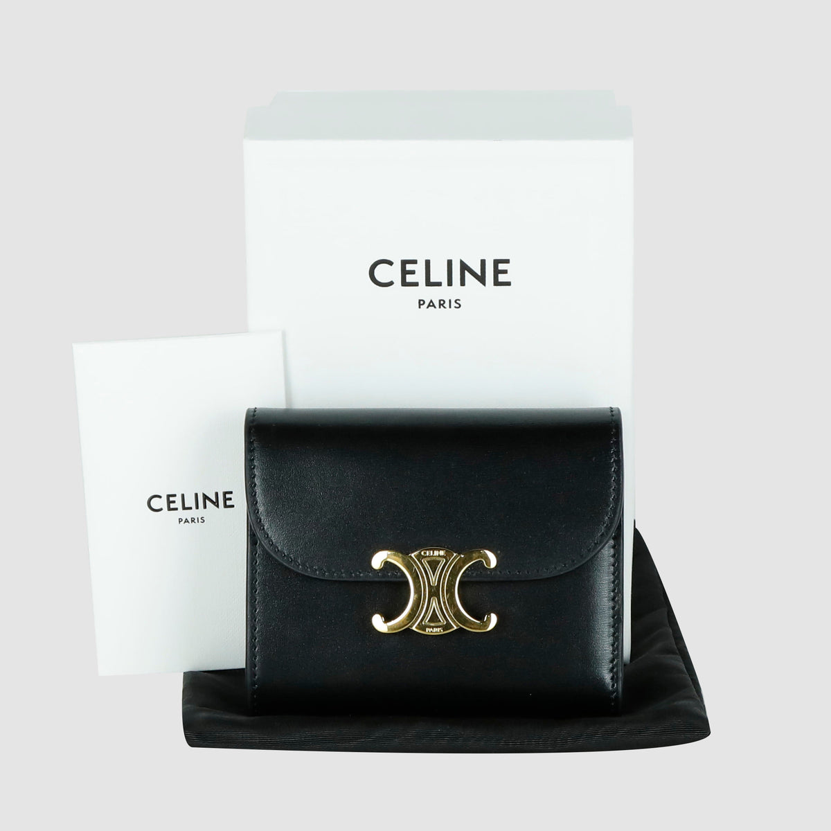 Small Shiny Calfskin Triomphe Flap Wallet 10D783
