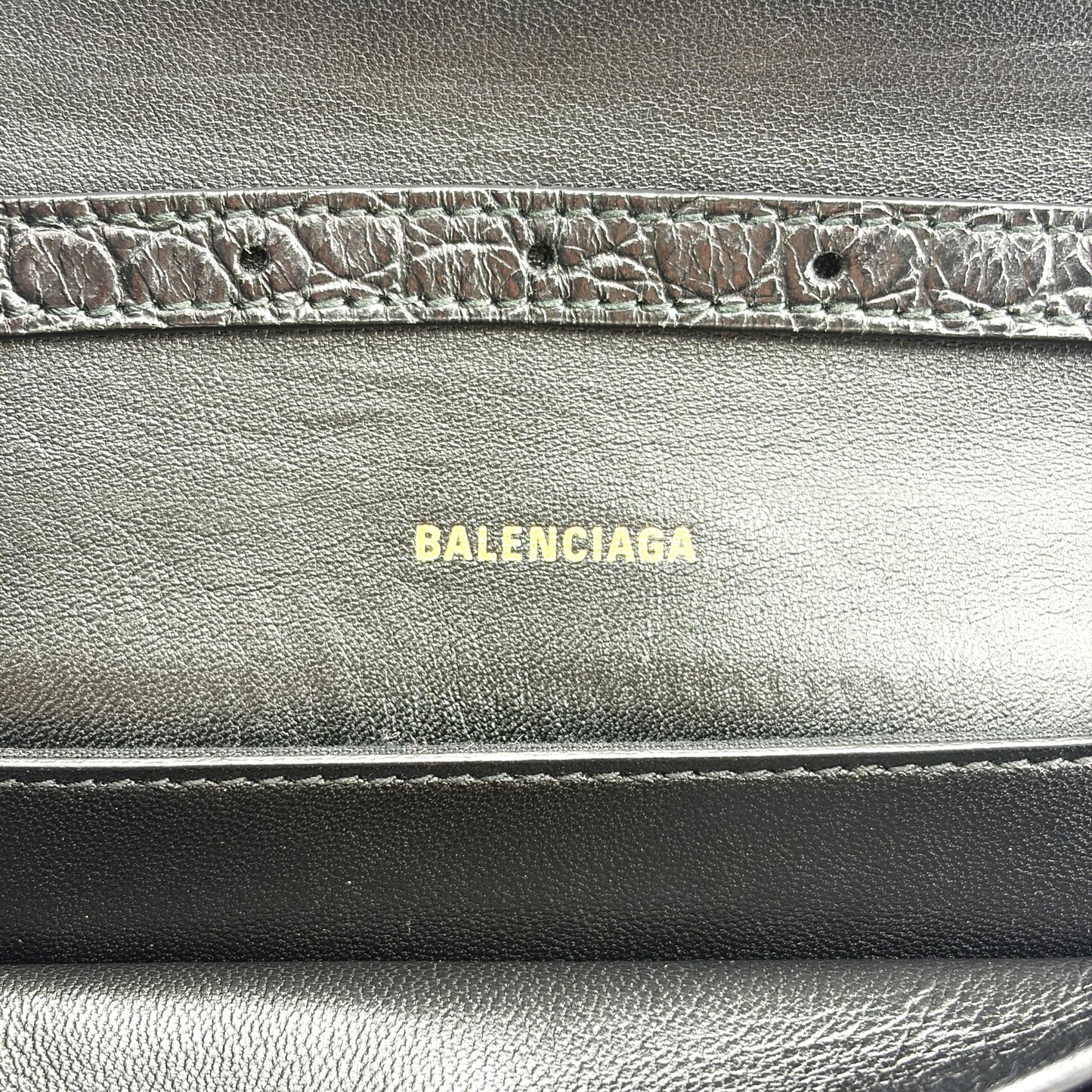 Balenciaga B. Small Shoulder Bag Black Crocodile Embossed Gold Hardware