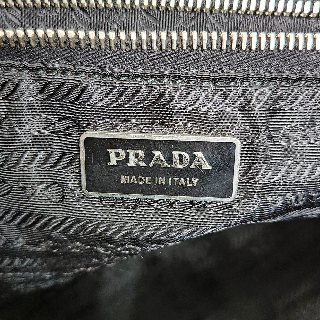 Prada Black Pocono Trimmed Shoulder Bag