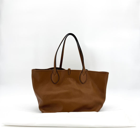 Sac cabas réversible moyen en cuir Gucci marron