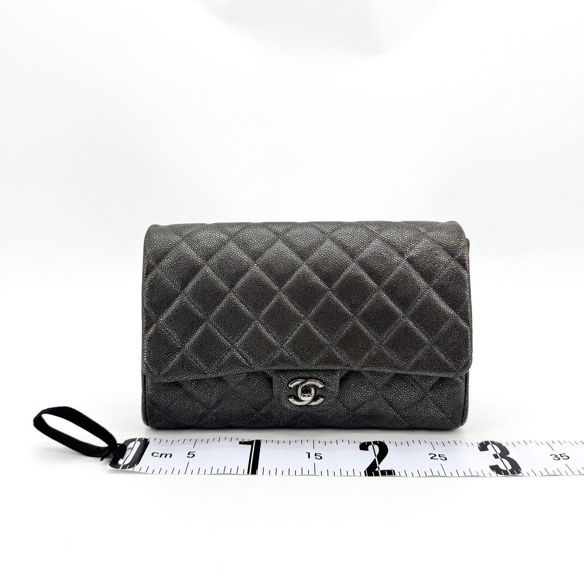 Chanel Classic Medium Flap Bag Caviar Silver Hardware Black