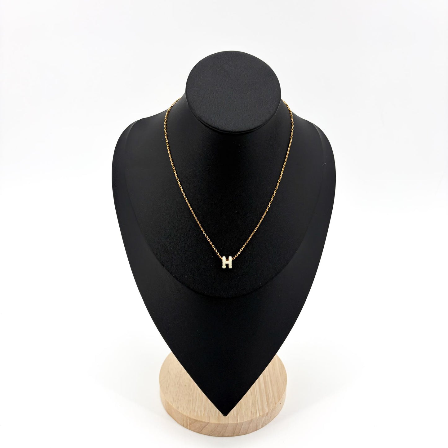 Hermès Pop H Pendant Necklace Gold White