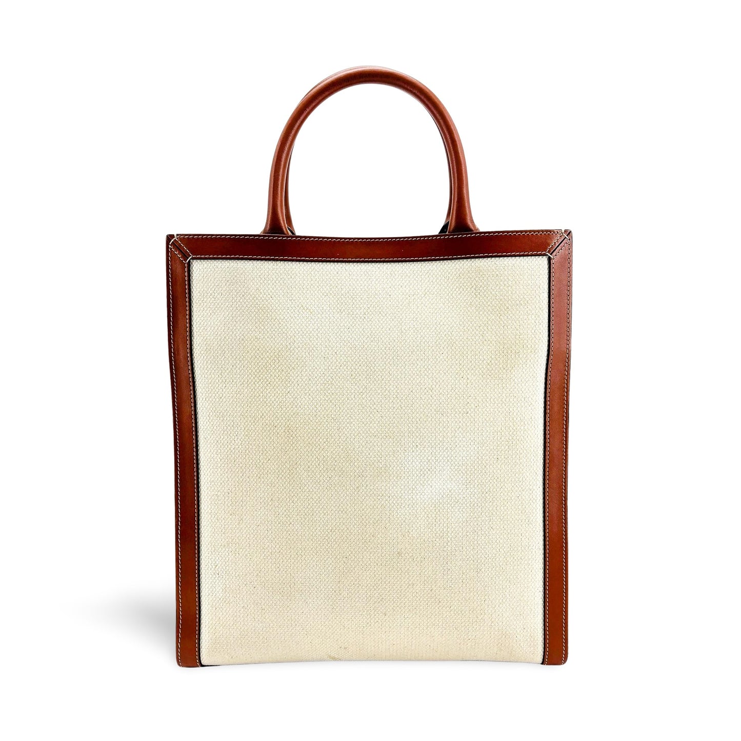 Sac fourre-tout Cabas Hermès Vintage en toile et cuir Barenia