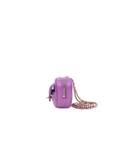 Chanel Purple Lambskin Heart Coin Purse Crossbody Bag