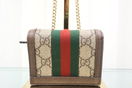GG Supreme Ophidia Three-Stripe Web Chain Wallet Crossbody Bag 625711