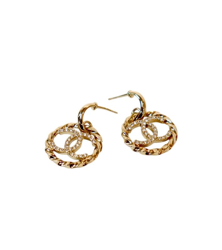 Chanel CC Crystal Drop Earrings