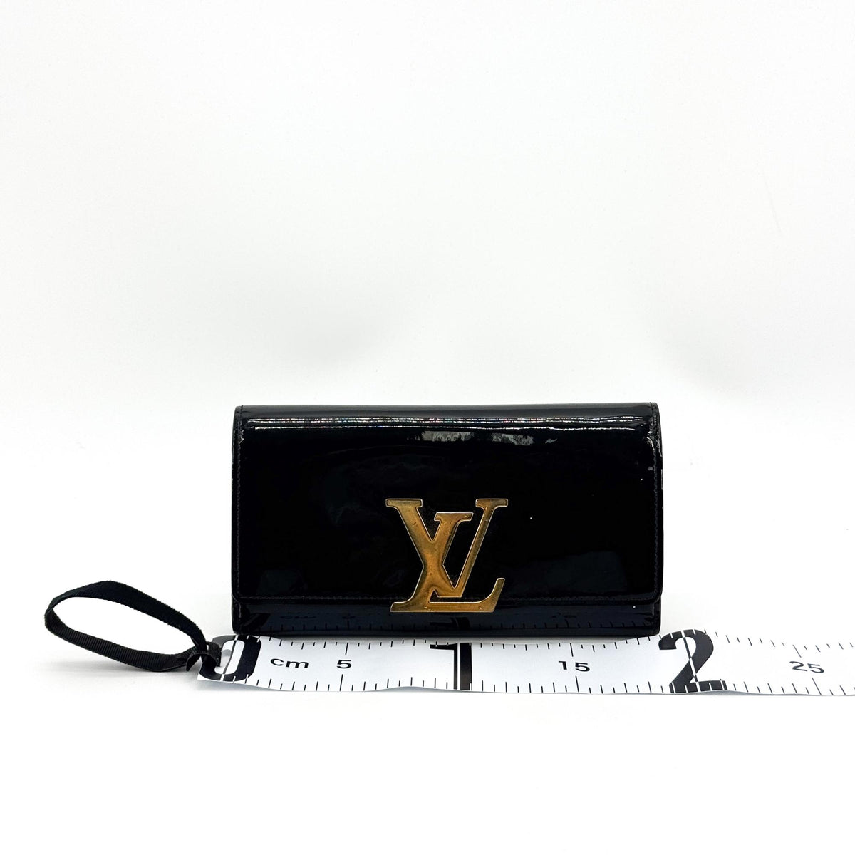 Louis Vuitton Louise Long Wallet Patent Black Gold Hardware