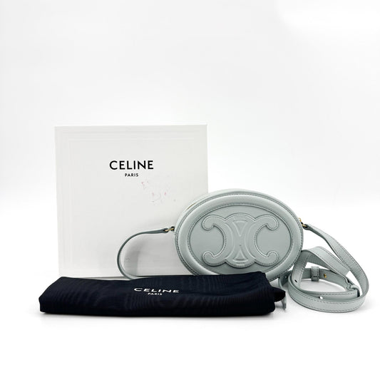 Celine Oval Cuir Triomphe Crossbody Bag Soft Blue