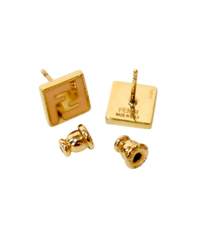 Fendi Pink FF Gold Earrings