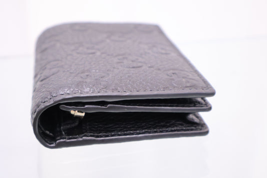 GG Emblem Mini Black Bifold Wallet 815901
