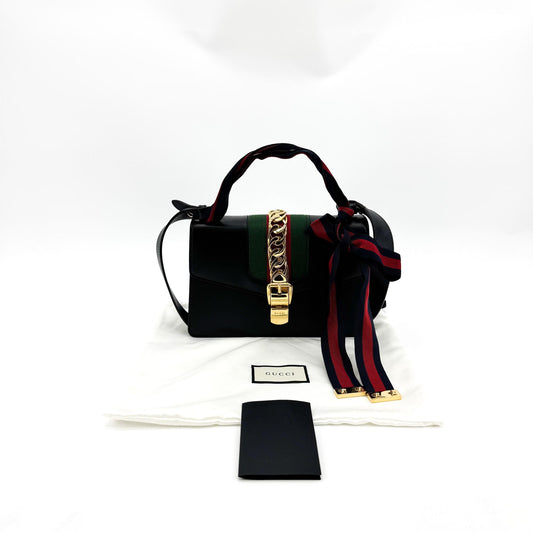 Gucci Sylvie Small Top Handle Bag Black