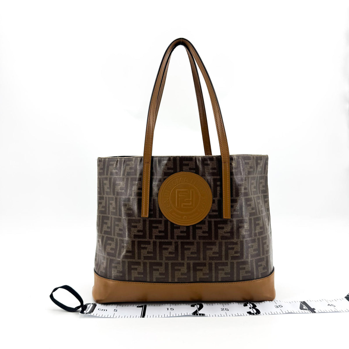 Fendi FF Zucca Logo Patch Tote Bag Brown