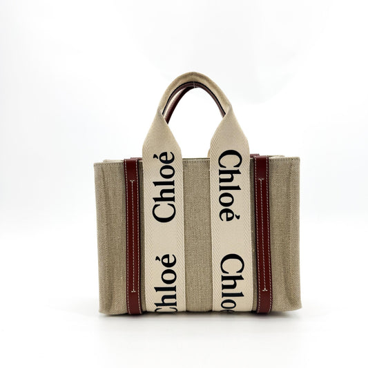 Chloé Woody Small Tote Bag Natural Brown