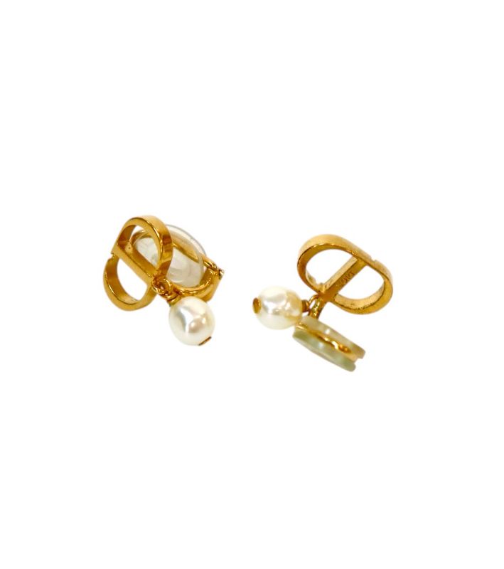Dior Pearl Petite CD Earrings in Gold