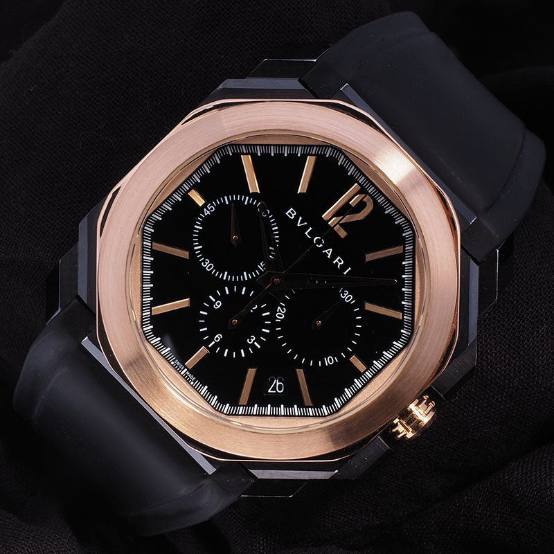 Bulgari Rose Gold Octo Ultranero Belluccissimo Chronograph Watch