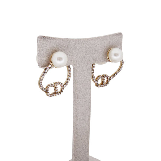 Dior Pearl Crystal Loop Earrings
