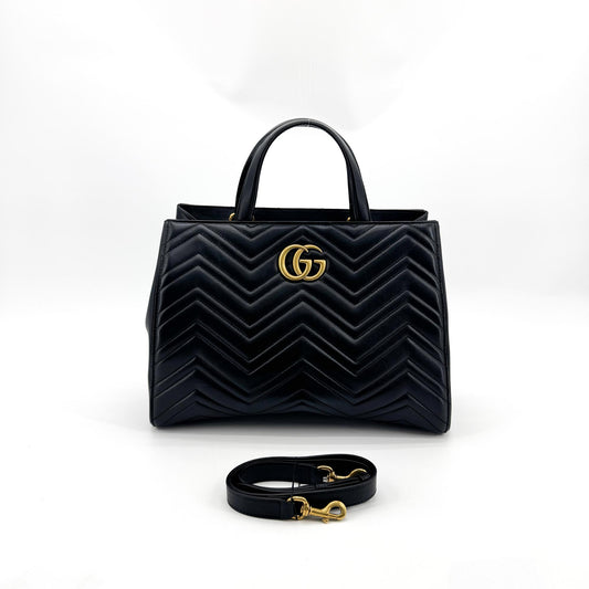 Gucci GG Marmont Matelassé Medium Tote Bag Black