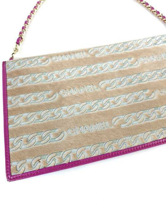Calfskin chain pouch