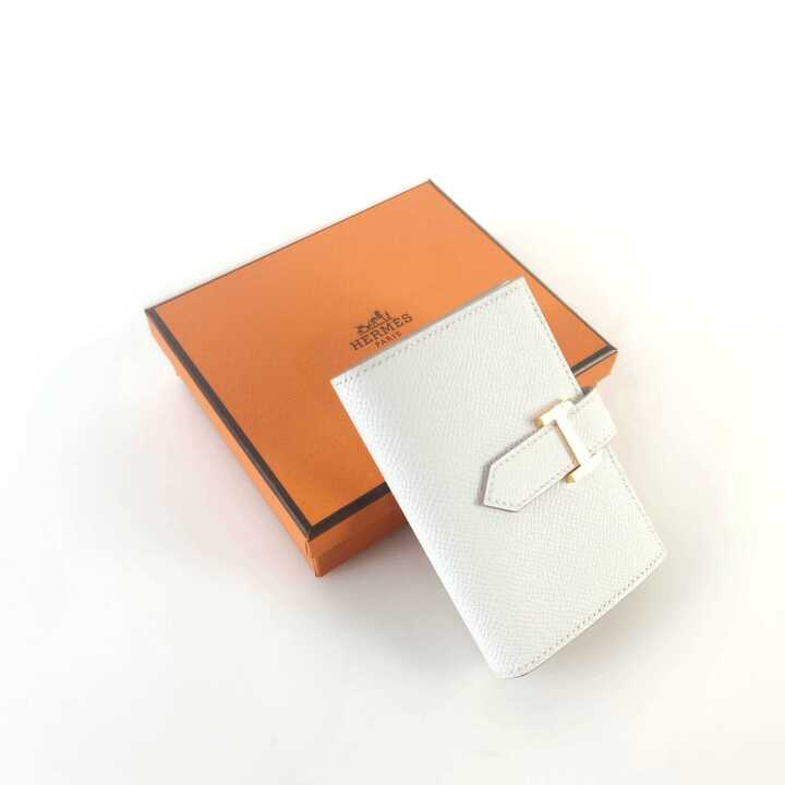 Mini Epsom Beane Wallet (White) B Engraving