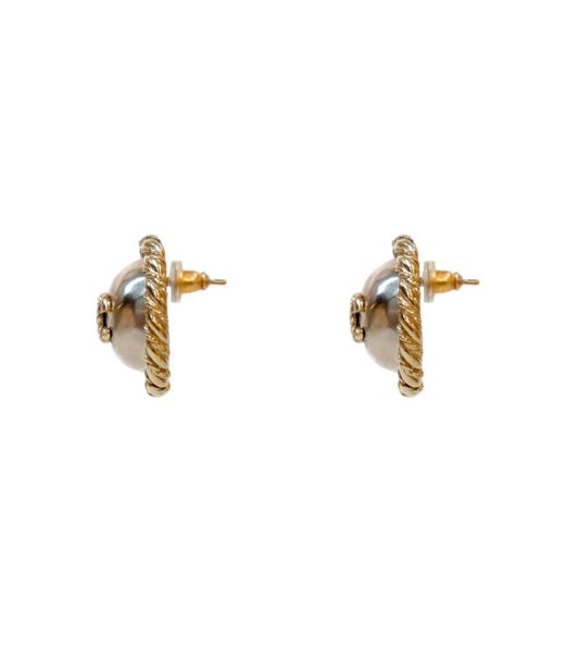 Chanel Round CC Gold Earrings