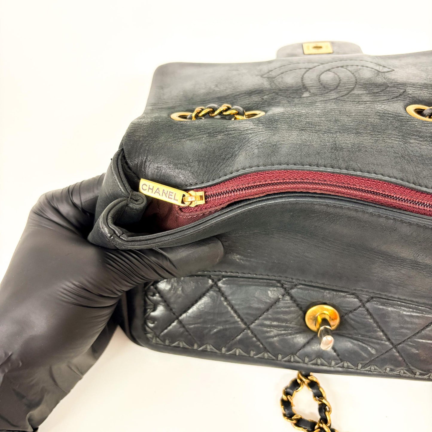 Chanel Small Rectangular Whipstitch Flap Bag Black Gold Hardware 21st Series