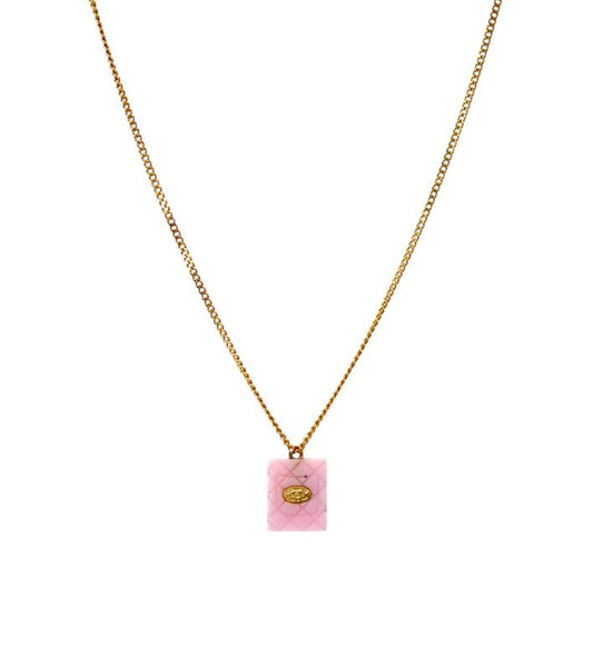 Chanel Pink Blambon Gold Necklace