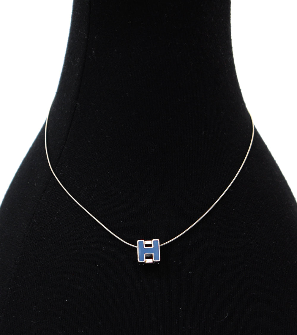 Hermès Blue Cage Silver Necklace