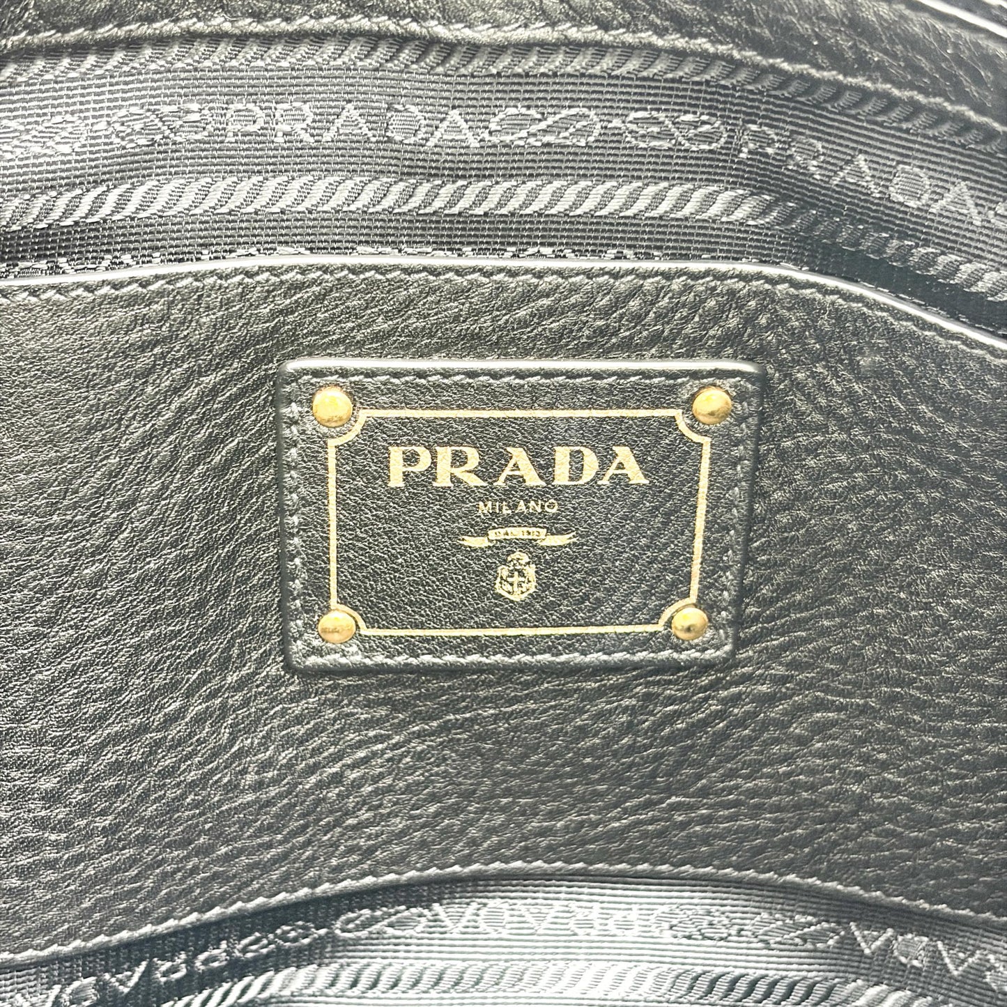 Prada Vitello Phoenix Tote Bag Black with Gold Hardware