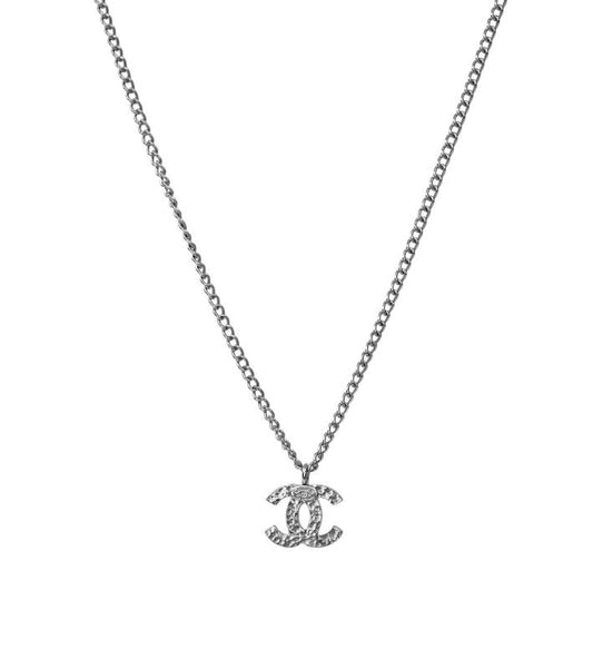 Chanel Pearl CC Silver Necklace