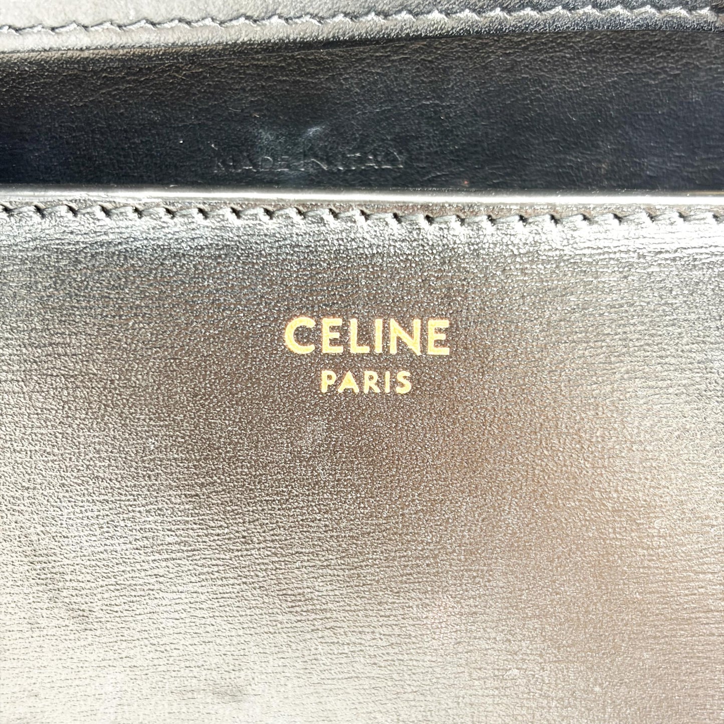 Celine Triomphe Shiny Calfskin Clutch Black