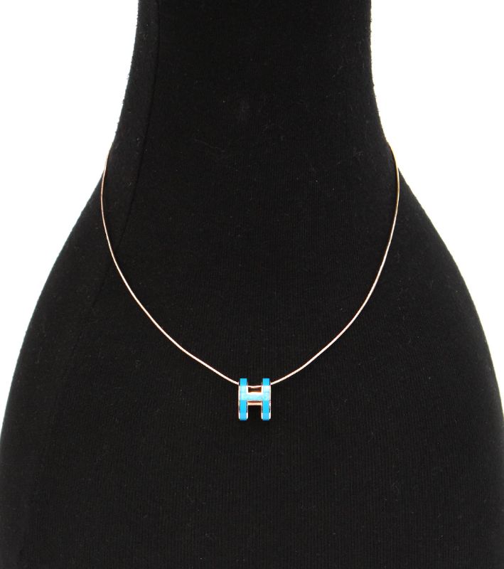 Hermès Blue Pop Art Gold Necklace