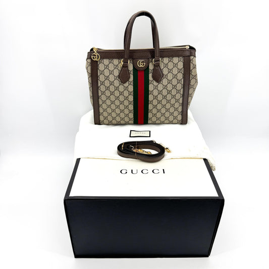 Gucci Ophidia GG Medium Tote Bag Brown