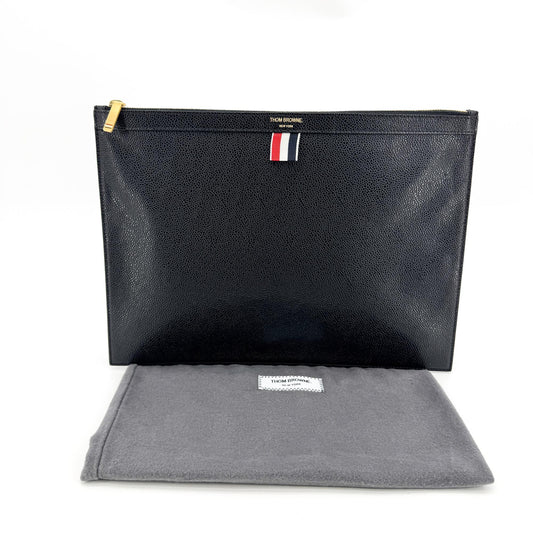 Thom Browne Pebble Grain Leather Medium Document Holder Navy