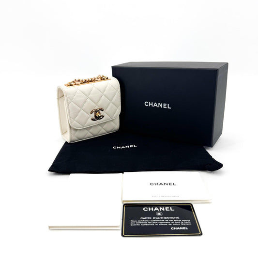 Chanel Trendy CC Micro Top Handle Chain Bag White Gold Hardware