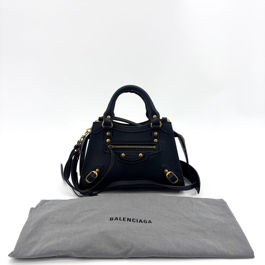 Balenciaga Neo Classic Mini Top Handle Bag Black Gold Hardware