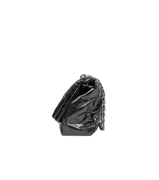 Balenciaga Metallic Black Medium Silver-Plated Monaco Bag