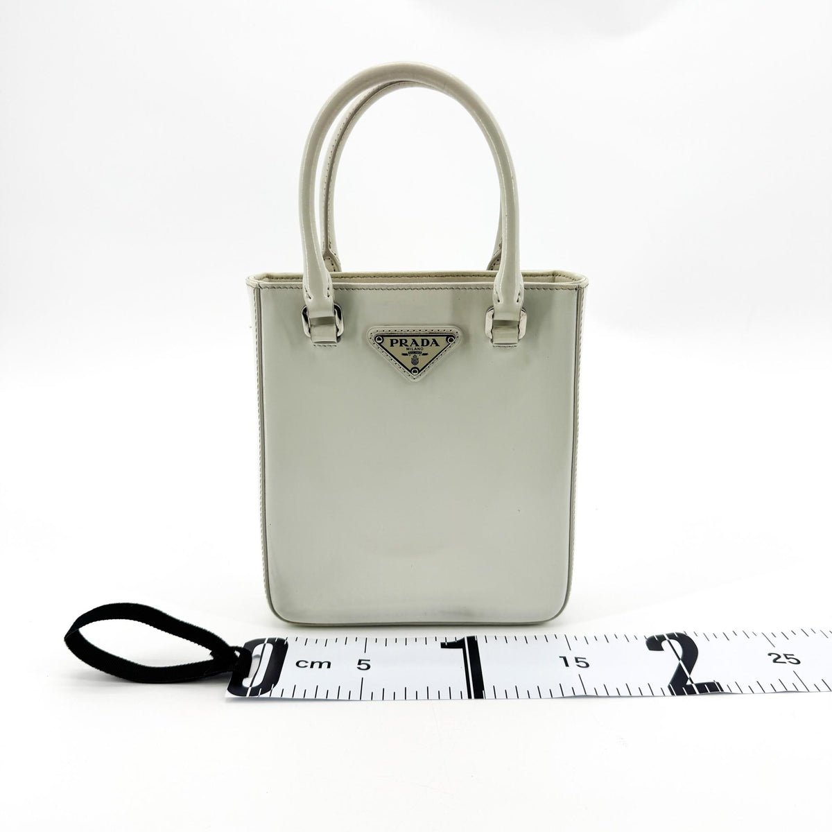 Prada Brushed Leather Mini Tote Bag White