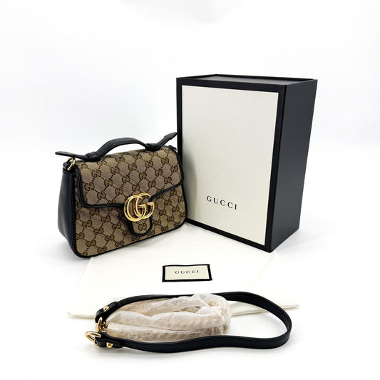 Gucci GG Marmont Mini Top Handle Bag GG Supreme Black