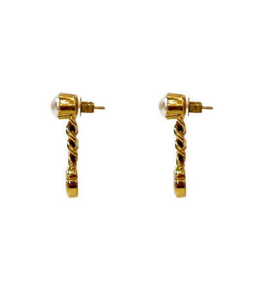 Gucci Pearl Double G Gold Earrings