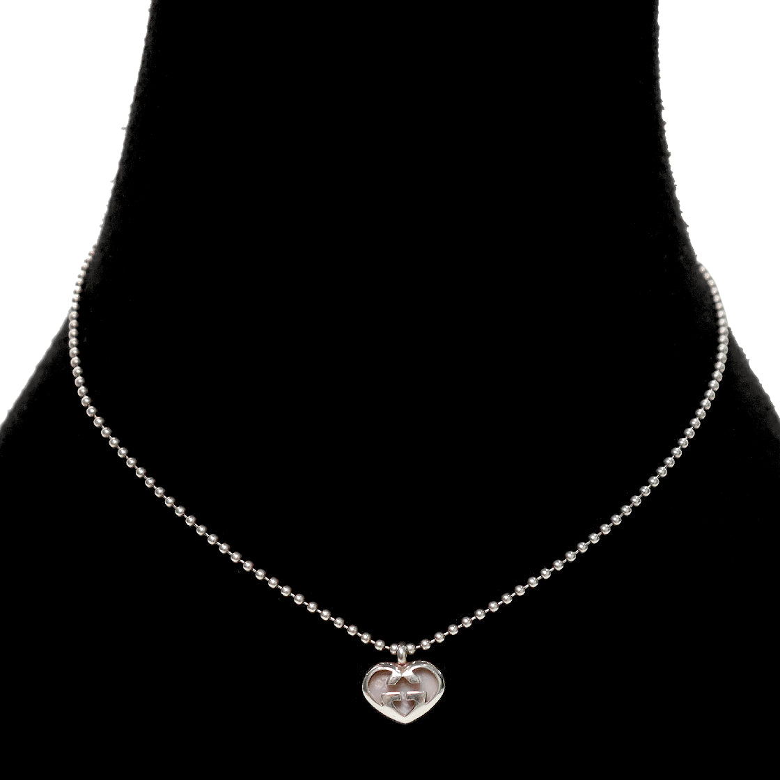 Gucci Heart Interlocking G Silver Necklace