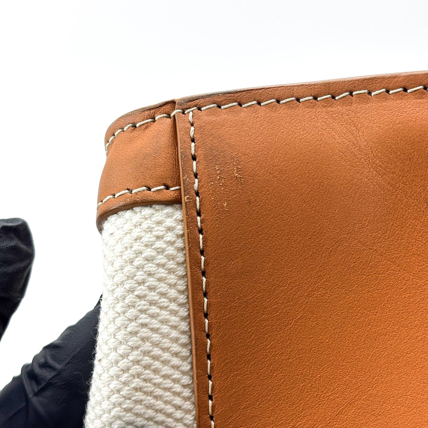 Celine Small Vertical Cabas Canvas and Calfskin Natural Tan